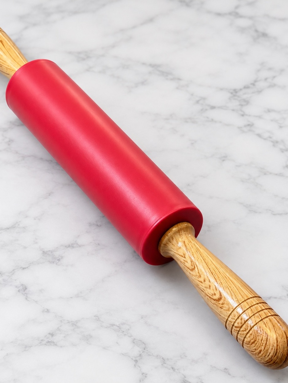 Red Silicone Rolling Pin with Wooden Handles - Home Accents
